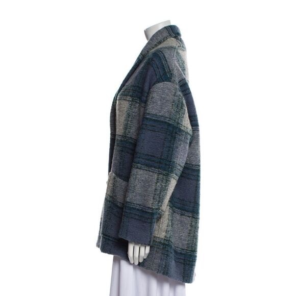 Étoile Isabel Marant Blue Plaid Wool Coat - Picture 2 of 3
